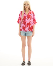 THE TALES - Pink Palm Oversized Silk Shirt