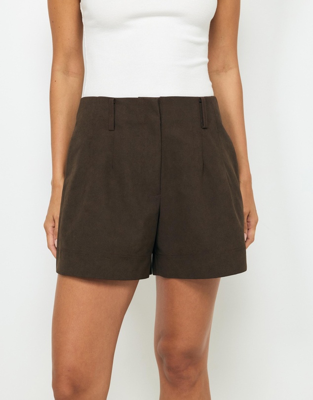AERE - Anders Suede Look Tailored Shorts