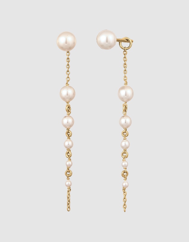 Elli Jewelry - Pearl Tapered Drop Earrings in Gold-Plated 925 Silver
