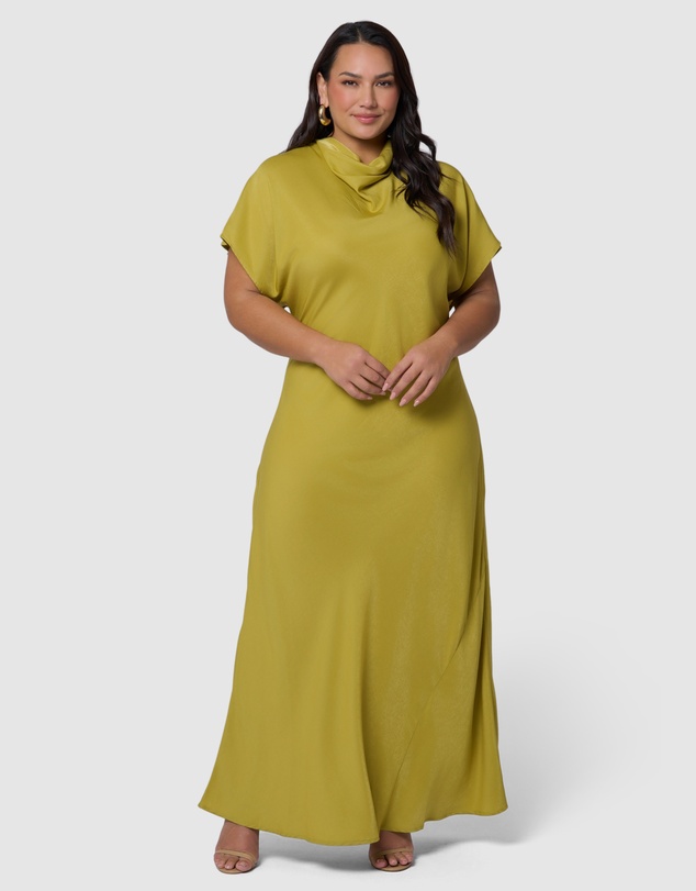 Pink Dusk by Curve Project - Afterglow Satin Midi Dress