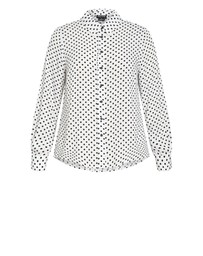 City Chic - Plus size Hesper Mews Spot Shirt - white