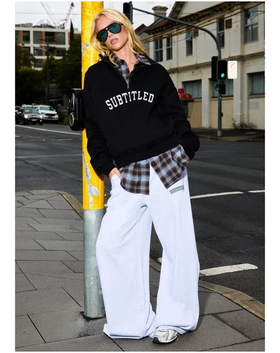 Subtitled - NYC Wide Leg Embroidered Pants