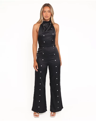 Petal & Pup - Bentley Halterneck Jumpsuit - Black Polka Dot