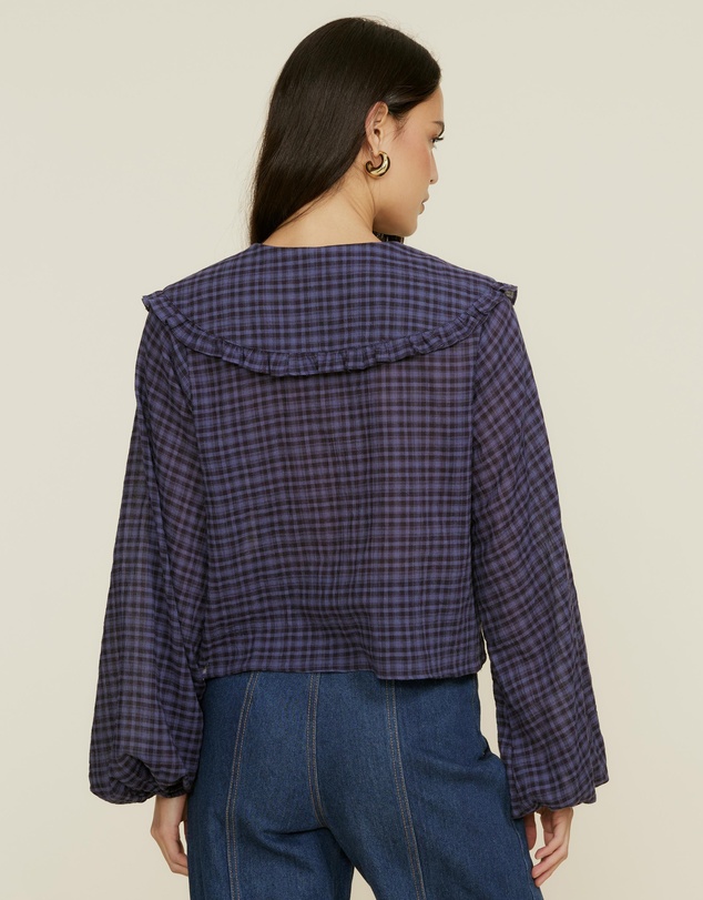 The Fated - Montant Check Tie Blouse