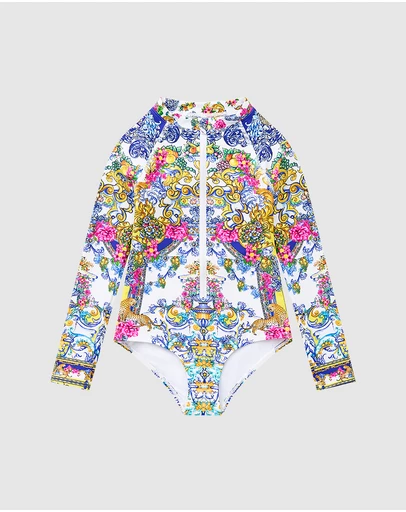 Camilla - Long Sleeve Zip Front Paddle Suit - Kids-Teens