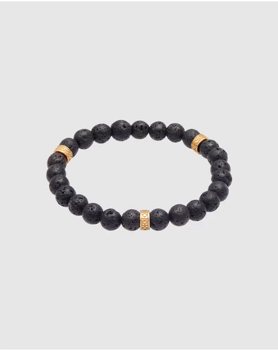Kuzzoi - ICONIC EXCLUSIVE - Lava Stone Bracelet with Gold-Plated Silver Elements