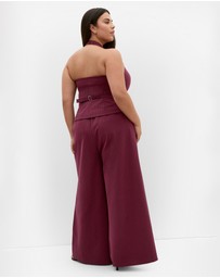 City Chic - Plus size Cora Blue Stripe Vest - berry