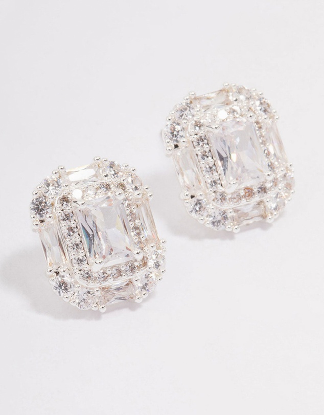 Lovisa - Silver Multi Cubic Zirconia Square Stone Stud Earrings