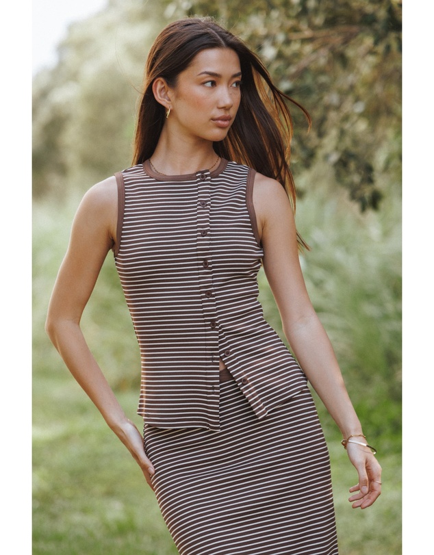 Petal & Pup - Adeline Two Piece Set - Brown/Cream Stripe