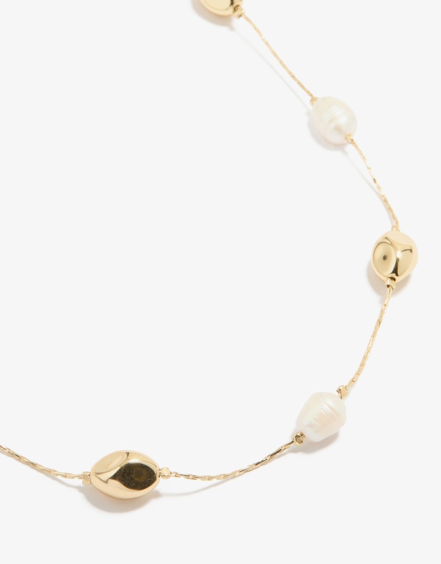 Lovisa - Gold Plated Freshwater Pearl Molten Station Adjustable Necklace