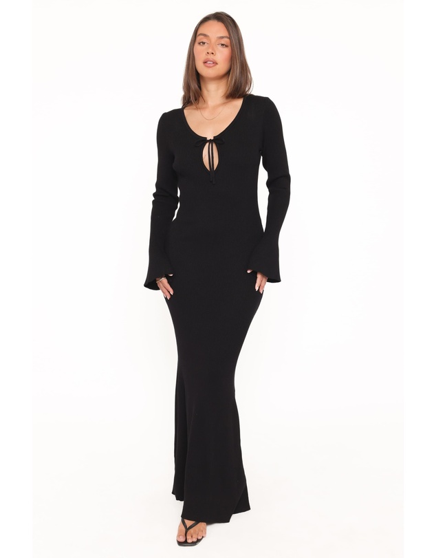 Petal & Pup - Desley Knit Long Sleeve Maxi Dress - Black