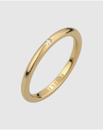 Elli Jewelry - Ring Crystal Stacking 925 Sterling Silver Gold-Plated