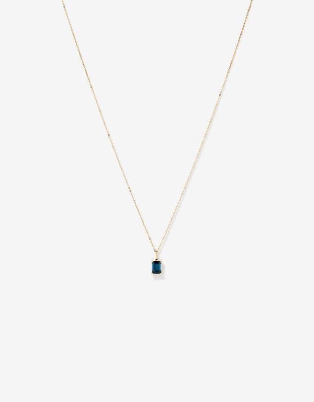 Michael Hill - Emerald Cut London Blue Topaz Gemstone Pendant Necklace in 10kt Yellow Gold