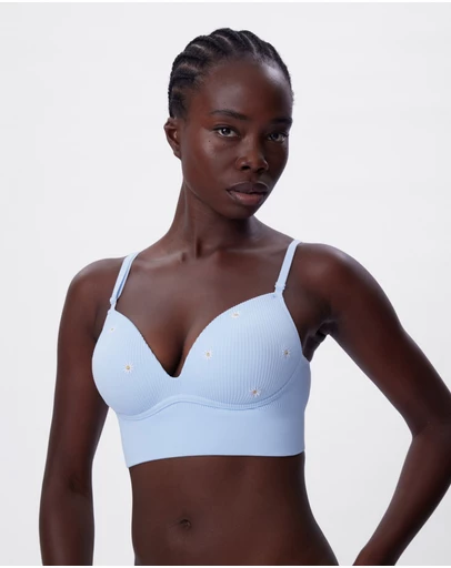 Bras N Things - Daisy Chain Wirefree L/Line Bra - Light Blue