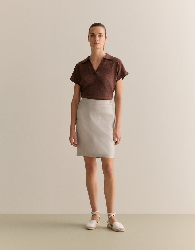Trenery - Stretch Linen Blend Skirt in Flax