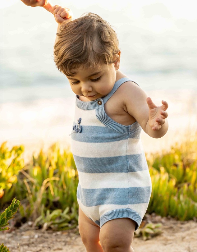 Bebe by Minihaha - Axel Organic Stripe Knitted Bodysuit - Babies