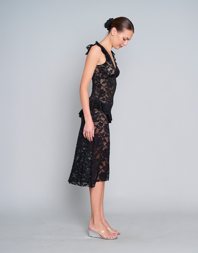 Love and Nostalgia - Summer Love Lace Midi Dress - Black