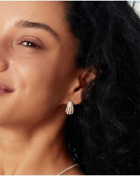Ania Haie - Ania Haie Gold Pave Shrimp Stud Hoop Earrings
