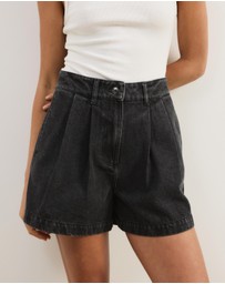 Atmos&Here - Devon Pleated Denim Shorts