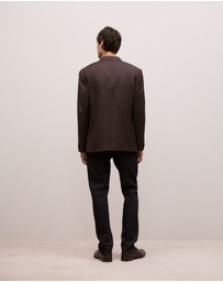 Trenery - Italian Wool Check Blazer in Red Mahogany