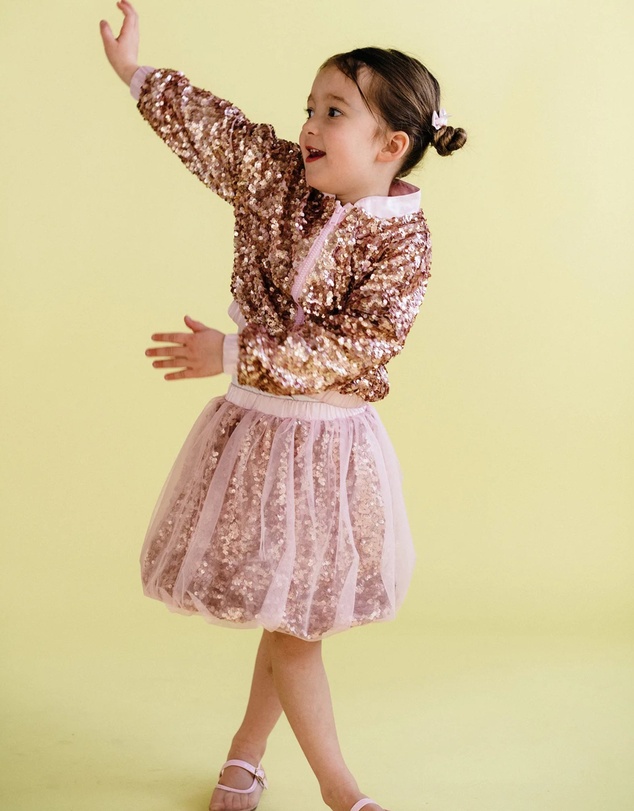 Rock Your Kid - Rebel Bubble Sequin Skirt in Champagne