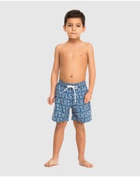 Tolu Australia - Boys Swim Shorts With Blue Fishes