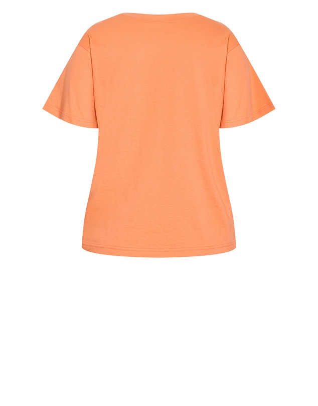 City Chic - Plus size Oversized Crew Neck Tee - persimmon