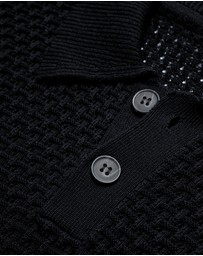 Calibre - Textured Open Knit Polo Black