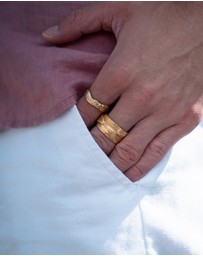 Kuzzoi - ICONIC EXCLUSIVE - Ring Men Band Organic Structure in 925 Sterling Silver Gold Plated