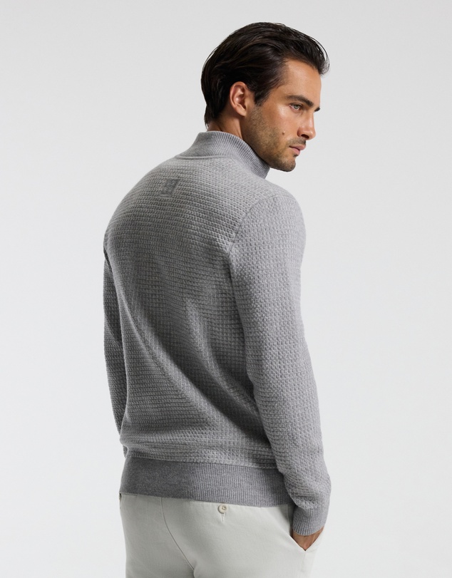 Calibre - Geometric Jacquard Cardigan Grey
