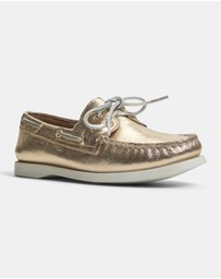 Sperry - A/O 2-Eye Leather Crinkle Gold- Women's