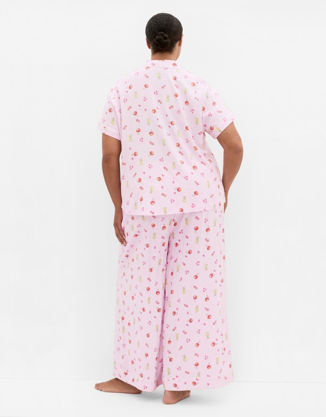 City Chic - Plus size Kitty Berry Print Pyjama Pant - baby pink