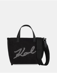 Karl Lagerfeld - K/Signature East-West Rhinestone Mini Tote Bag