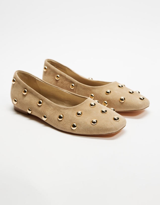AERE - Studded Suede Ballet Flats