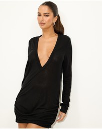Dazie - Cabo Deep-V Sheer Mini Dress