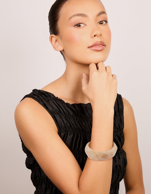 Lovisa - White Acrylic Marble Thick Bangle