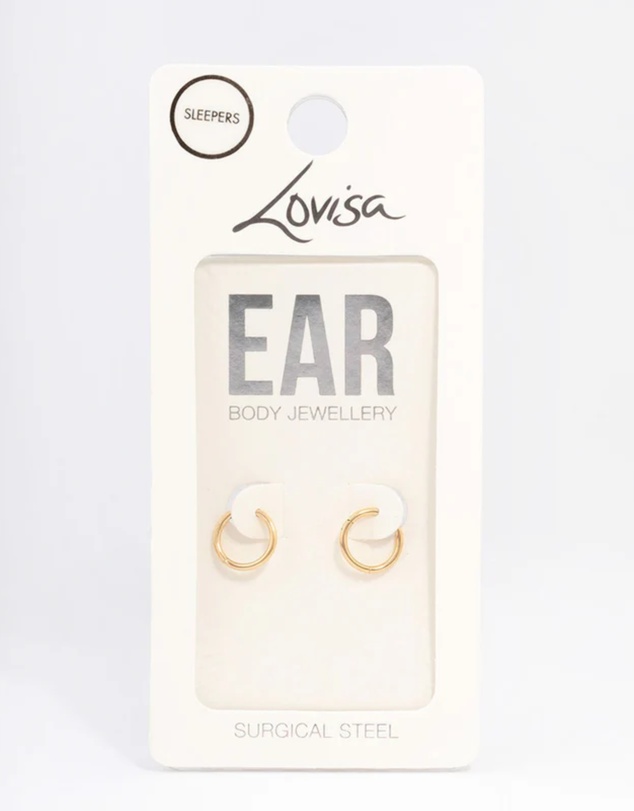 Lovisa - Gold Plated Surgical Steel Sleeper Earrings 8mm