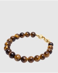 Nialaya Jewellery - Brown Tiger Eye Healing Bracelet with Gold Lock