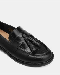 Wittner - Evelyn Croc Embossed Leather Loafers