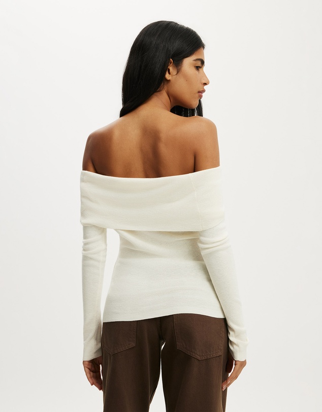 Cotton On - Twist Off Shoulder Ls Knit