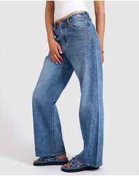 ONE TEASPOON - Jackson Mid Waist Wide Leg Denim Jeans