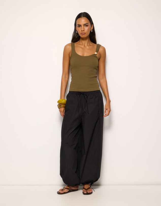 AERE - Ember Cotton Elasticated Barrel Leg Pants