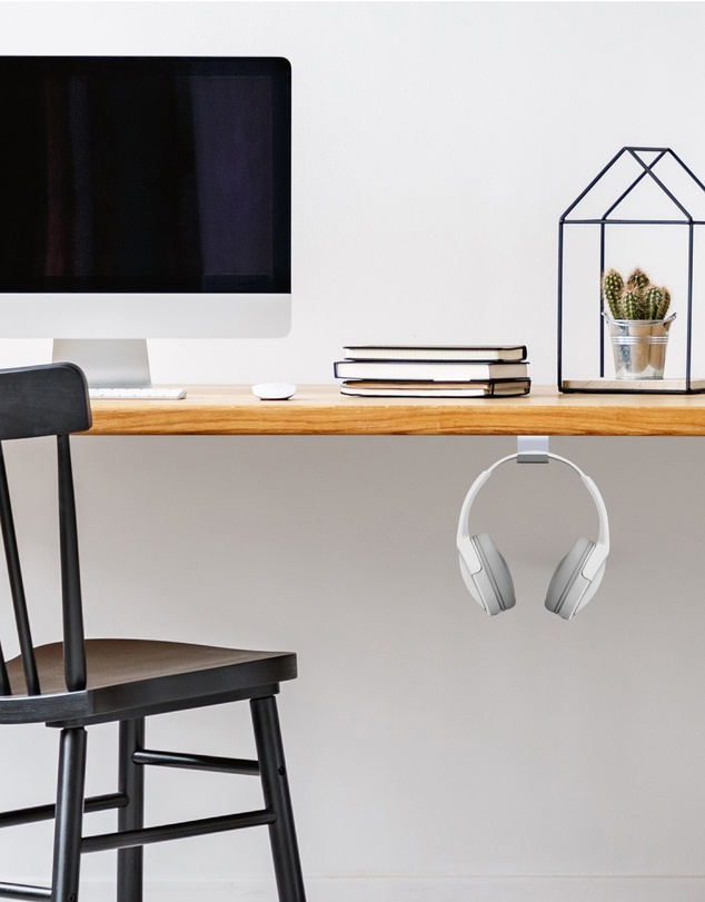 iWorld - Kanto HHW Universal Under Desk Headphone Hook, White