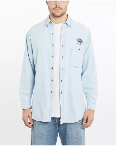 Vintage by The Real Deal - Pre Loved - Vintage 90s Hard Rock Cafe Buenos Aires Denim Button Up Shirt
