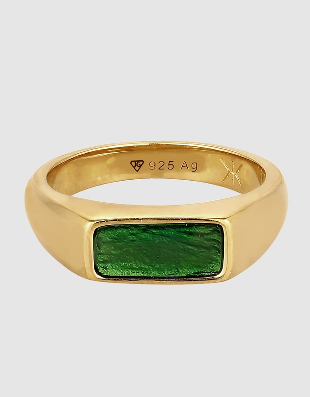 Kuzzoi - ICONIC EXCLUSIVE - Enamel Signet Ring in Gold-Plated 925 Sterling Silver