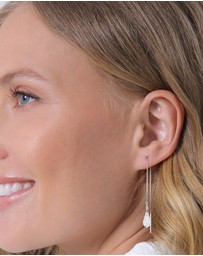 Elli Jewelry - Earrings Pull Through Drop Pendant With Crystal in 925 Sterling Silver