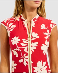 Seafolly - Mayflower Cap Sleeve Zip Front One Piece Swimsuit