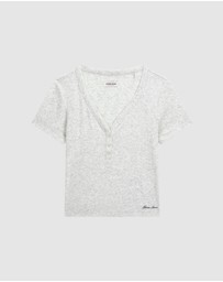GUESS Jeans - GUESS JEANS Heather Pointelle Henley Top