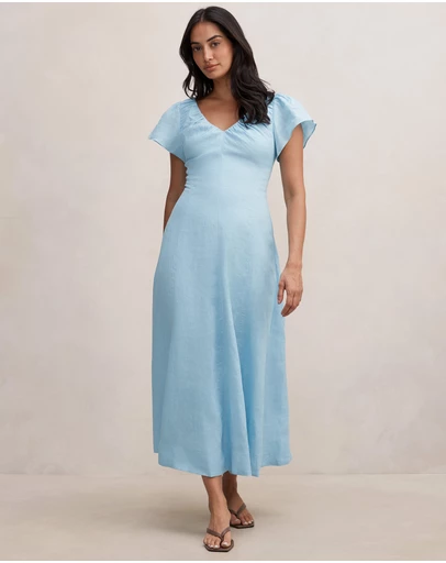 Forever New - Rue Flutter Sleeves Gathered Midi Dress