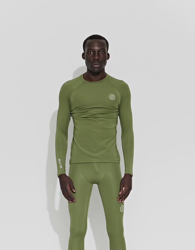 SKINS - SKINS Compression Men's Series-2 Gym Clothing Mens Long sleeve Top Khaki